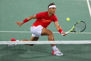 Rafael Nadal playing tennis