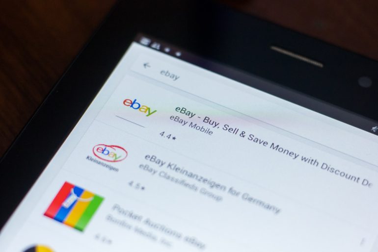 eBay listing shown on a tablet